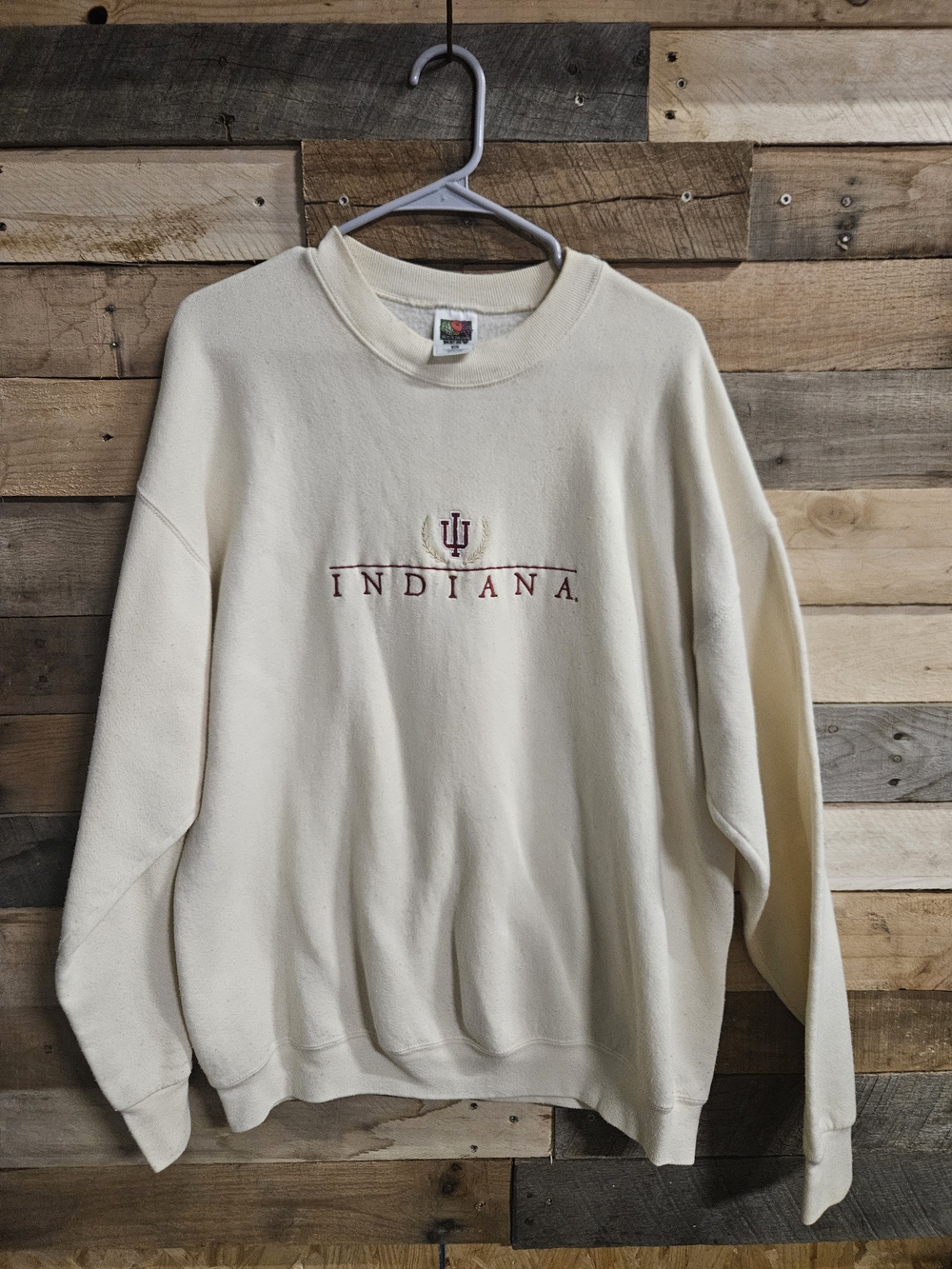 Fruit of the Loom Indiana Crewneck Sweatshirt - Cream with Maroon Logo